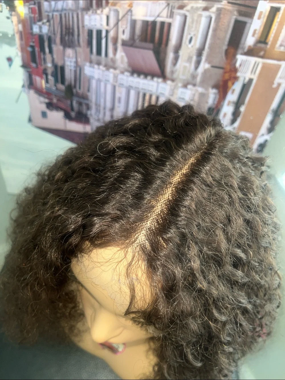 Super wet & wavy  medium length pre parted lace wig 100% human hair